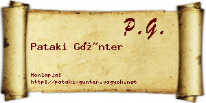 Pataki Günter névjegykártya